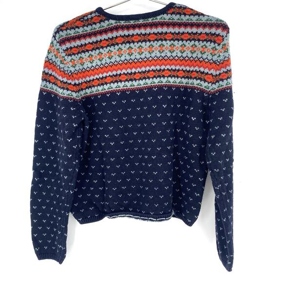 Vintage Abercrombie & Fitch Fair Isle Sweater Navy Pattern Nordic Knit Y2K Ski - Picture 2 of 6